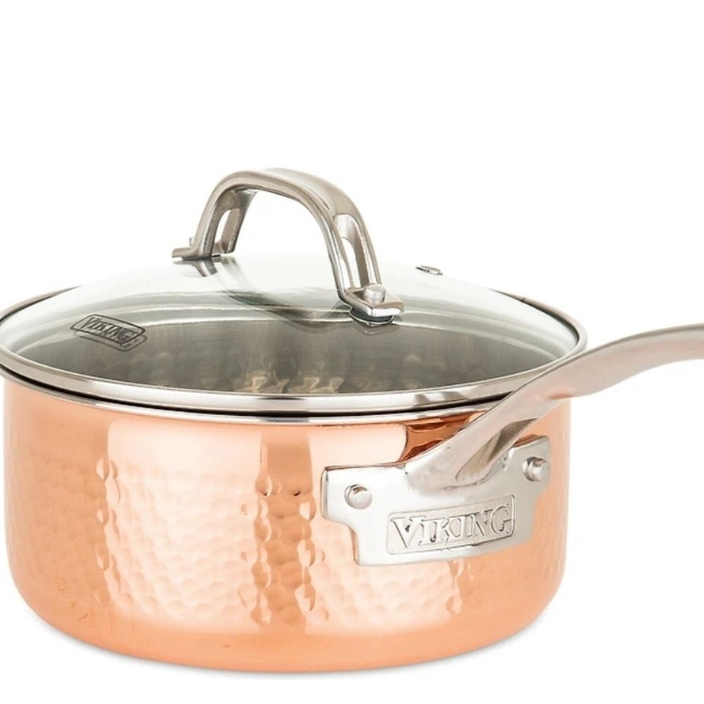 Viking 3-Ply Hammered Copper Clad 2.25QT Saucepan w/Lid